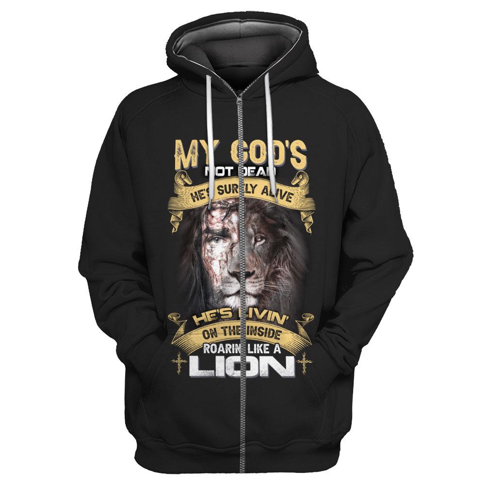 He's living on the inside Roarin' like a Lion - T shirt Style for Men Father's Day Gift