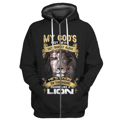 He's living on the inside Roarin' like a Lion - T shirt Style for Men Father's Day Gift