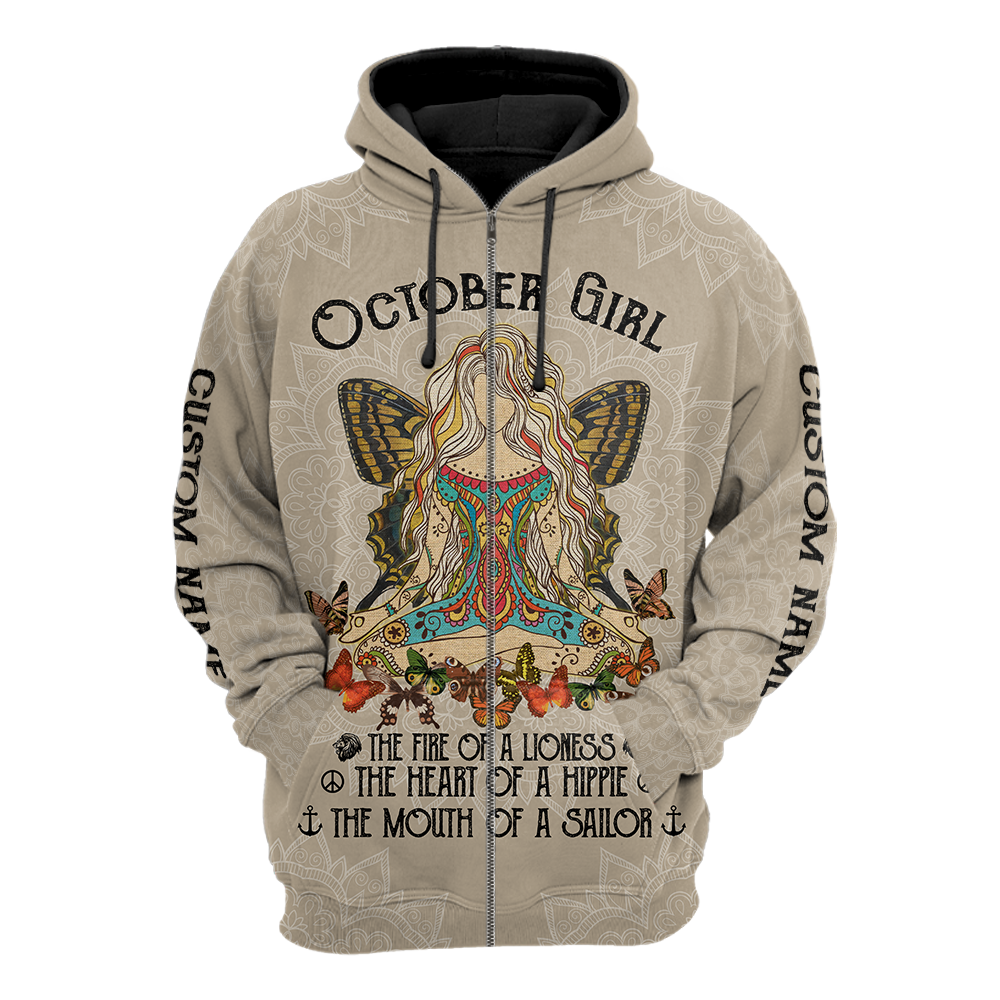 October Girl Hippie Customize Name 3D All Over Printed Shirts For Women TR11122013