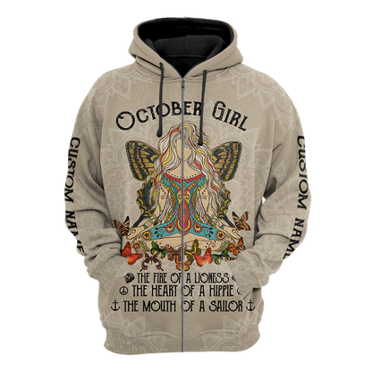 October Girl Hippie Customize Name 3D All Over Printed Shirts For Women TR11122013