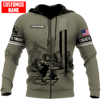 Customized Name US Concrete Finisher With Poured Concrete 3D All Over Printed Shirts