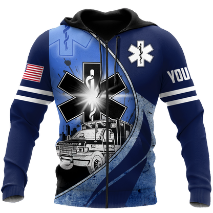 Premium Customized Name n Flag 3D All Over Printed Unisex Shirts For EMS Worker