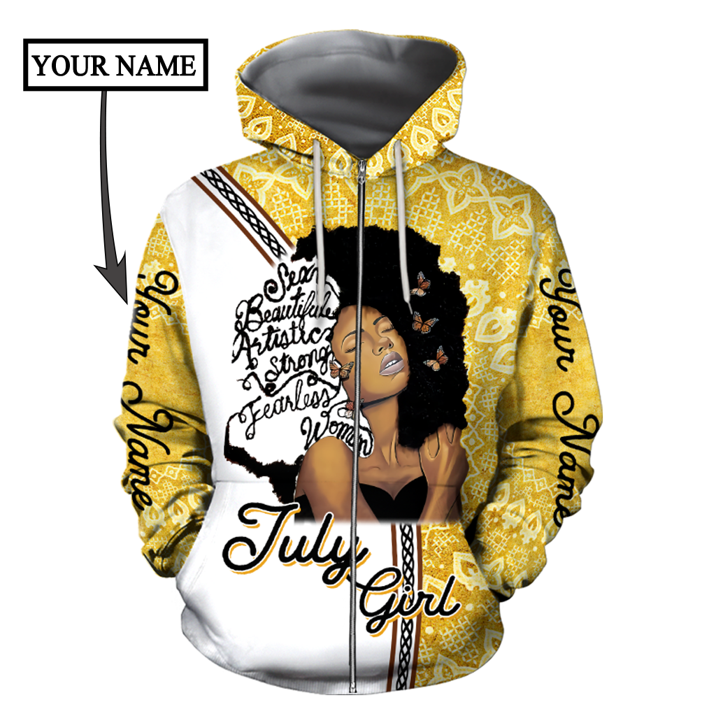 July Girl Personalized  Name 3D All Over Printed Hoodie