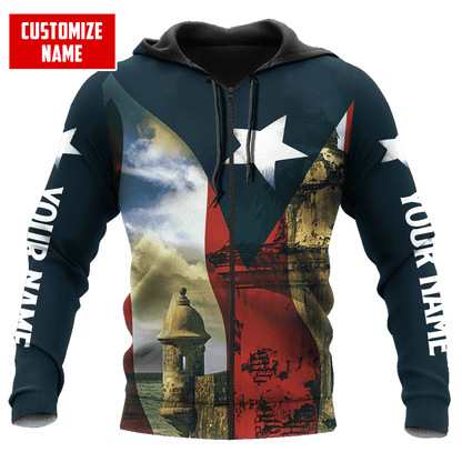 Customize Name Puerto Rico 3D All Over Printed Unisex Shirts