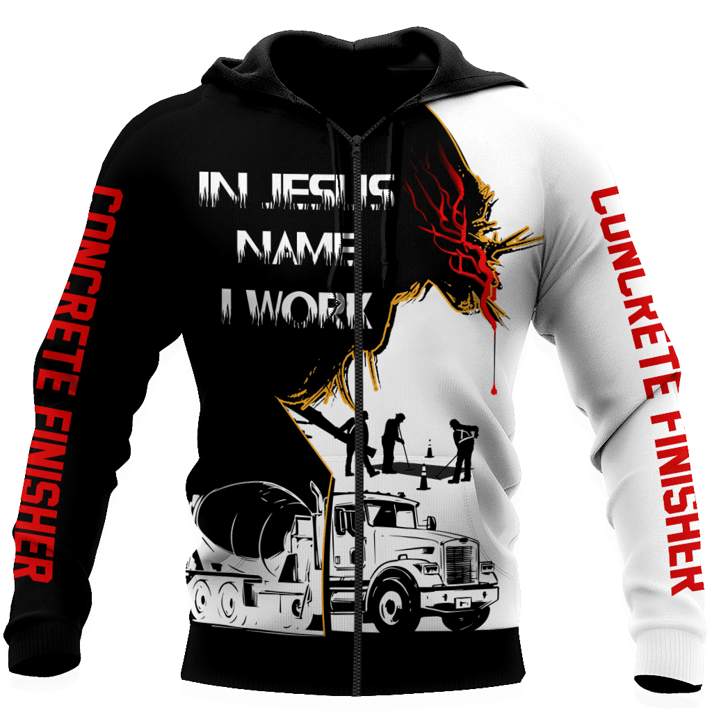 Concrete Finisher In Jesus  Name I Work Black White 3D printed shirts