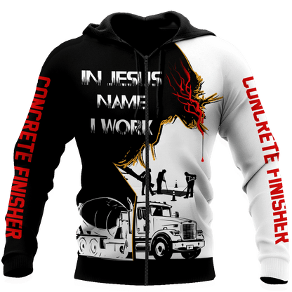 Concrete Finisher In Jesus  Name I Work Black White 3D printed shirts