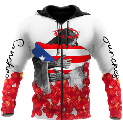 Customize Name God Love Puerto Rico Hoodie For Men And Women TNA08032107