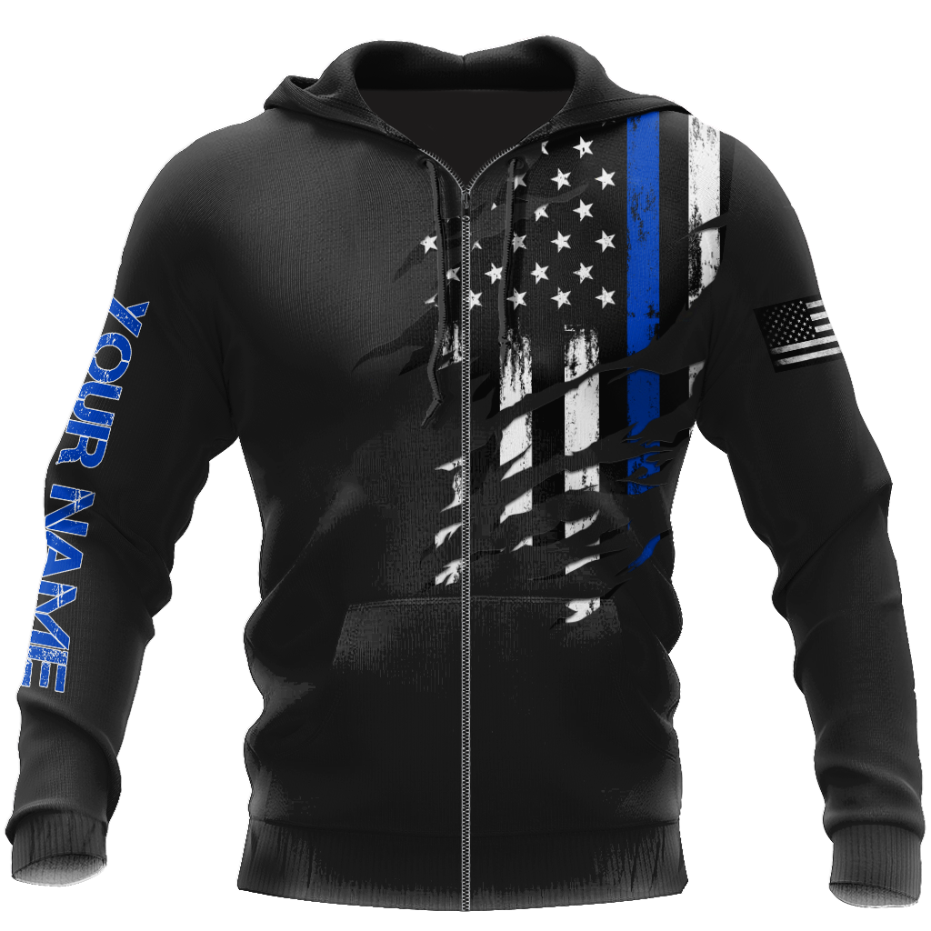 Thin Blue Line apparel US Law Enforcement custom name design 3d print shirts