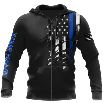 Thin Blue Line apparel US Law Enforcement custom name design 3d print shirts