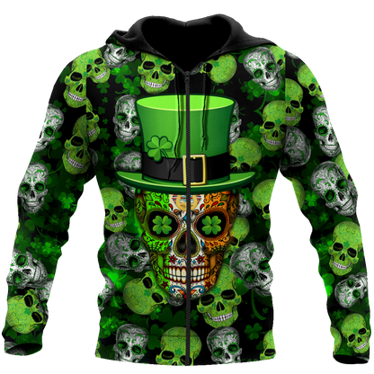 3D All Over Printed Irish Skull St Patrick Day Unisex Shirts XT