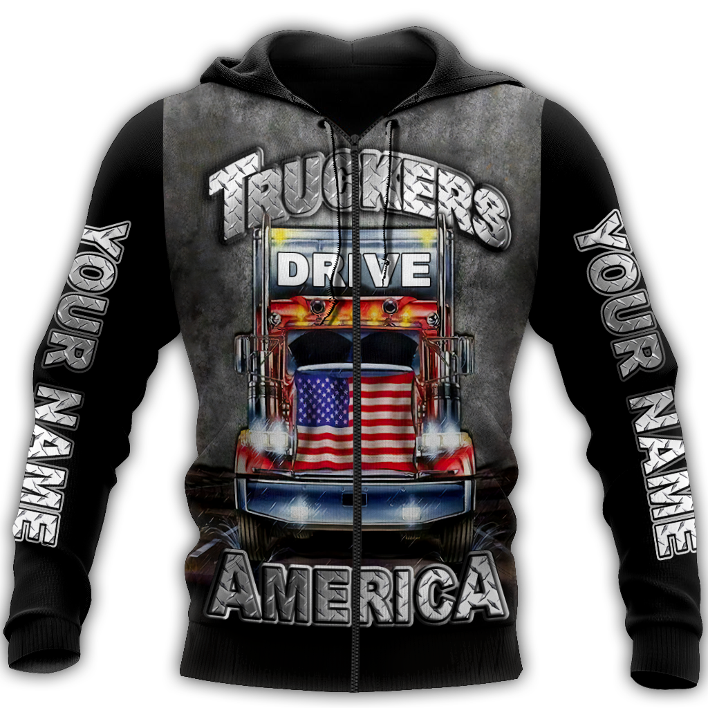 Premium Customized Name 3D All Over Printed Unisex Shirt For Trucker