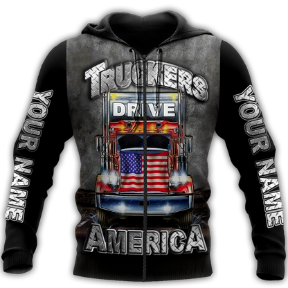 Premium Customized Name 3D All Over Printed Unisex Shirt For Trucker