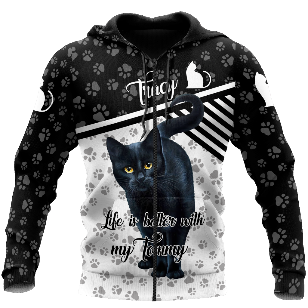 Customize Name Black Cat Hoodie For Men And Women JJ06022103