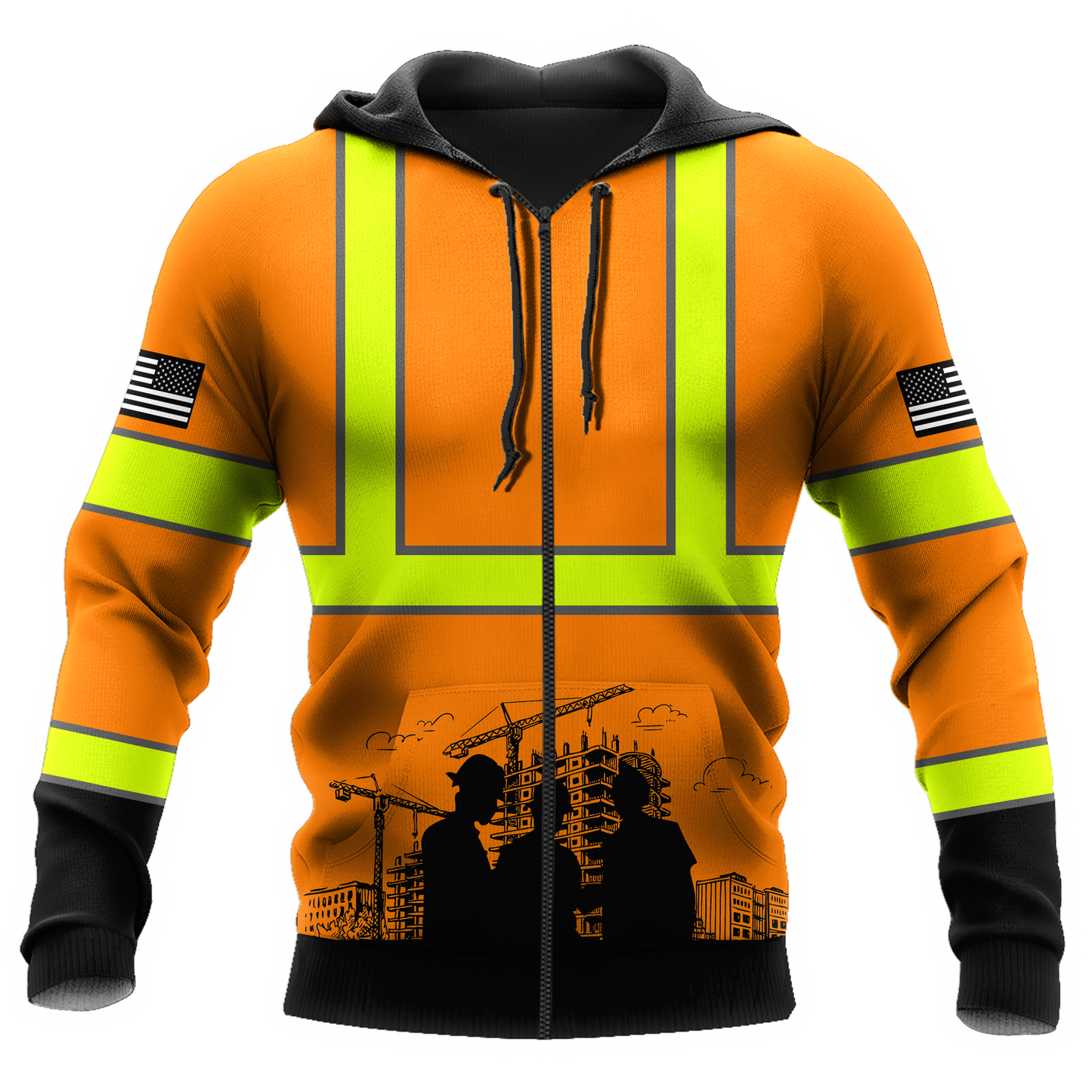 Construction Worker Orange Safety 3D printed shirts