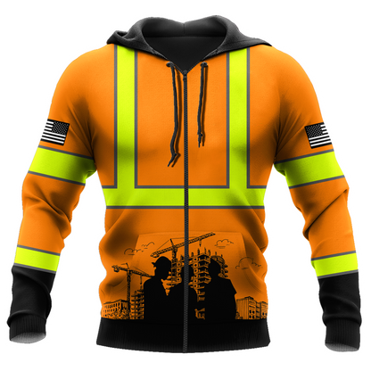 Construction Worker Orange Safety 3D printed shirts