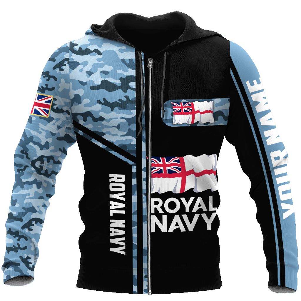 Custom name British Navy Camo 3D Design print shirts