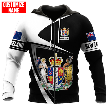 New Zealand Aotearoa Coat Of Arm Army Camou Personalize 3D Unisex Hoodie