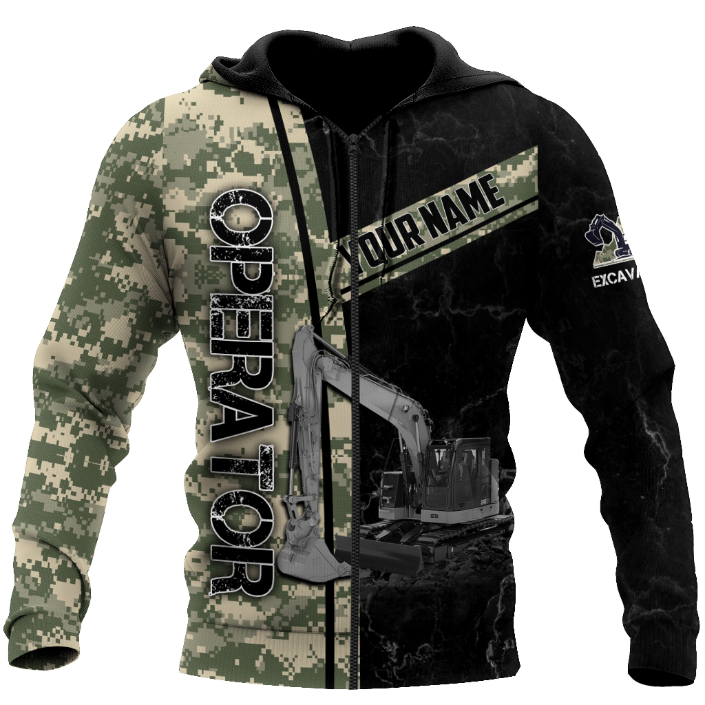 Premium Personalized 3D Printed Camo Excavator Operator Shirts MEI