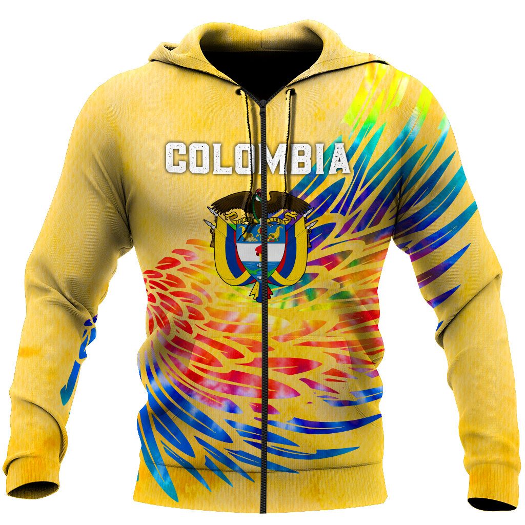 Colombia Coat Of Arms Tie Dye Hoodie