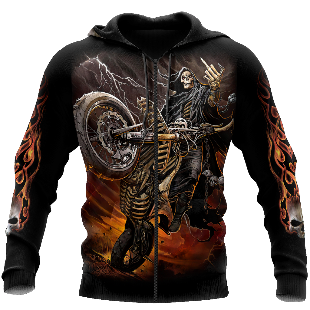 Fire Biker Skull Hoodie For Men And Women TNA13032108