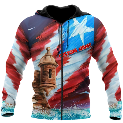 Custom Name Great Waves Puerto Rico Hoodie For Men And Women MH15032101