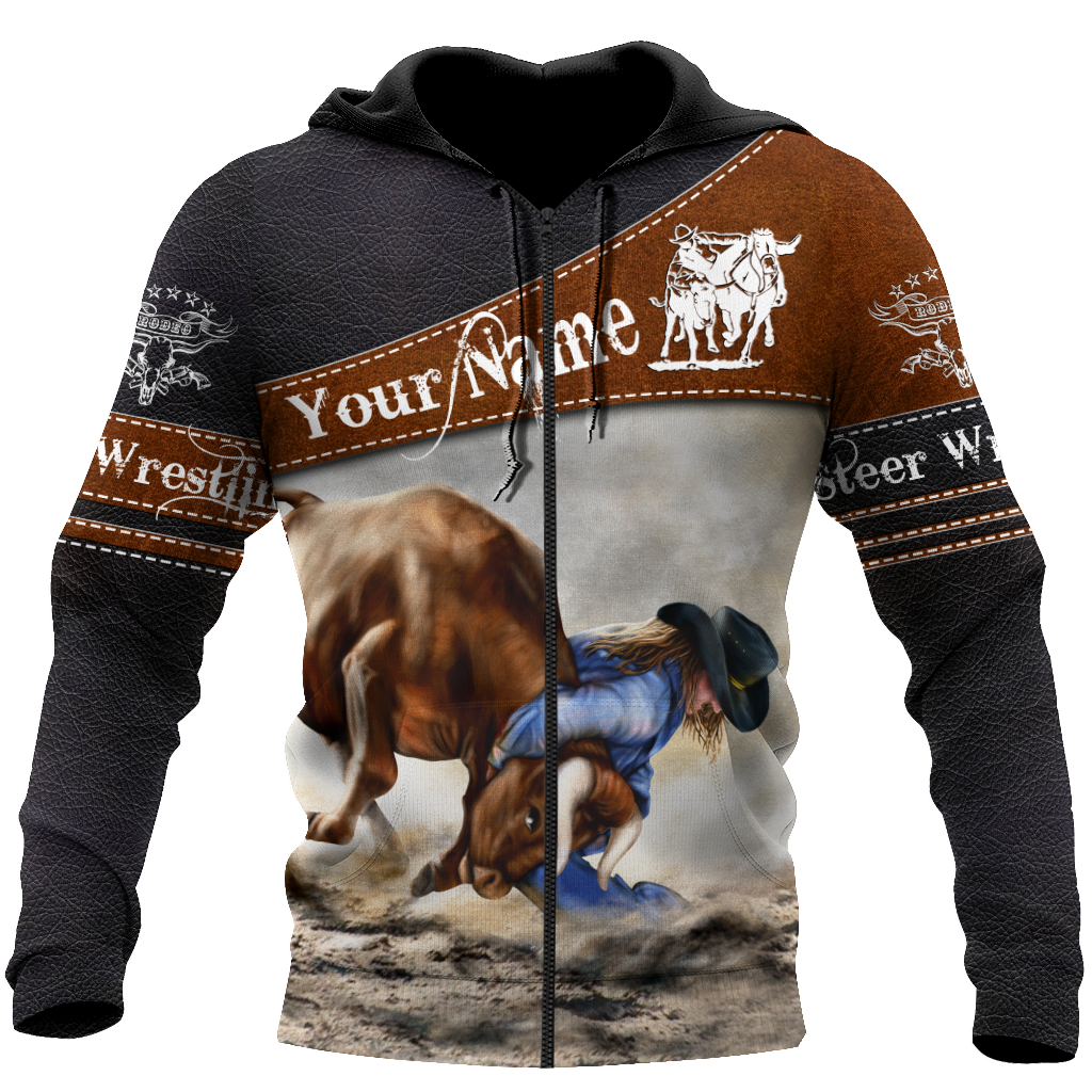 Personalized Name Bull Riding 3D All Over Printed Unisex Shirts Steer Wrestling