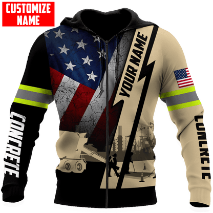 US Concrete Finisher Custom name 3D printed shirts