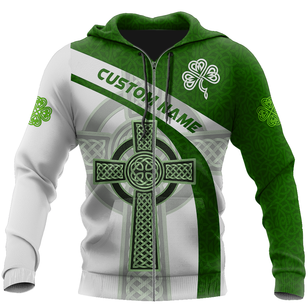 Custom name Irish Celtic Knot Cross 3D Design print shirts