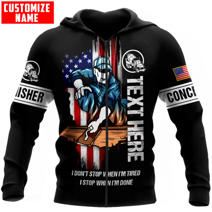 US Concrete Finisher Custom name 3D printed shirts