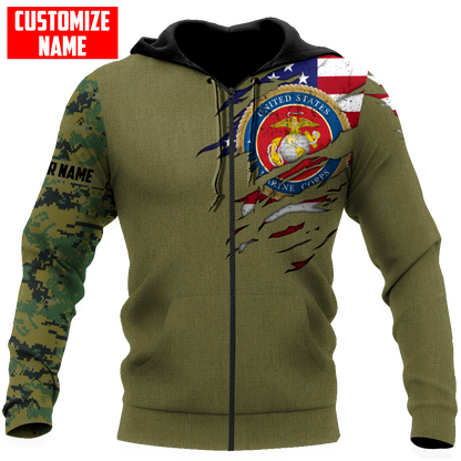 Custom name Soldier US Marine Corps 3d all over printed shirt hoodie MH06072107