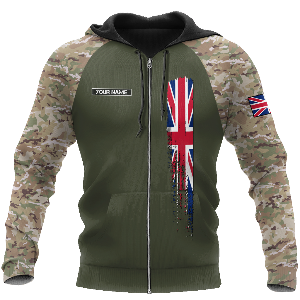 Custom name British Camo 3D Design print shirts