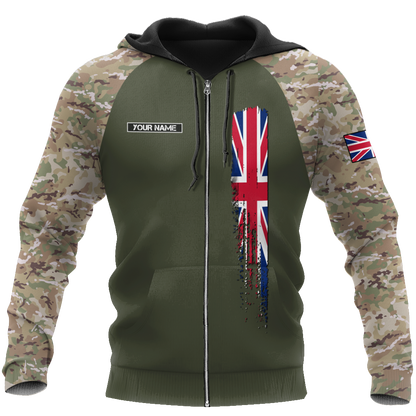Custom name British Camo 3D Design print shirts