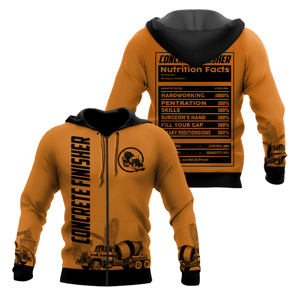 Concrete Finisher Nutrition Facts 3D printed shirts