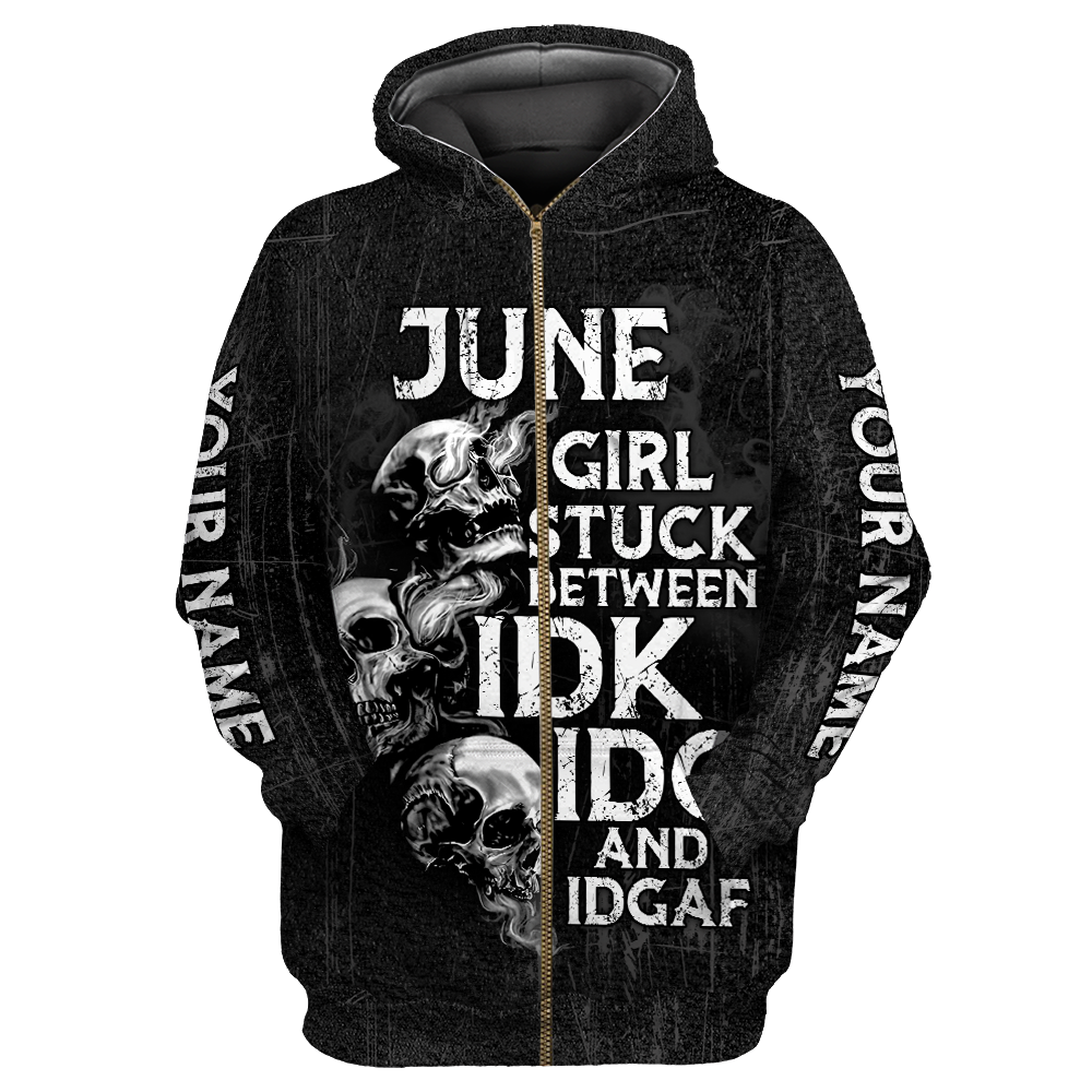 Customize Name June Girl Skull Hoodie For Men And Women TNA26042101.S1