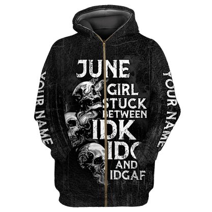 Customize Name June Girl Skull Hoodie For Men And Women TNA26042101.S1