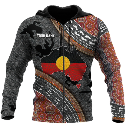 Custom name Aboriginal dots Zip pattern 3D design printed shirts