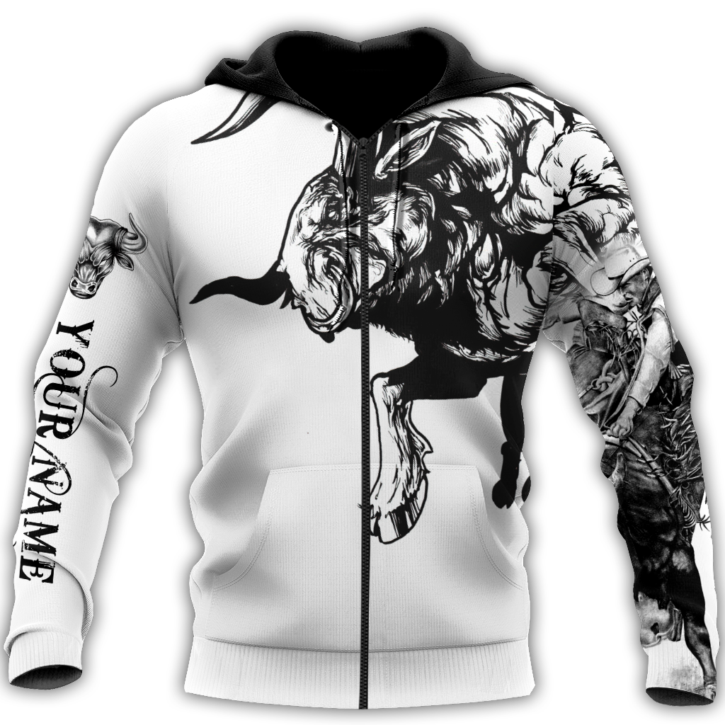 Personalized Name Bull Riding 3D All Over Printed Unisex Shirts Bull Tattoo
