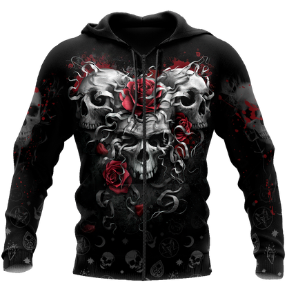 Heart Of Roses Skull Hoodie For Men And Women TNA13032107