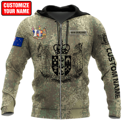 Custom Name New Zealand Aotearoa Coat Of Arm Army 3D All Over Printed Unisex Shirts