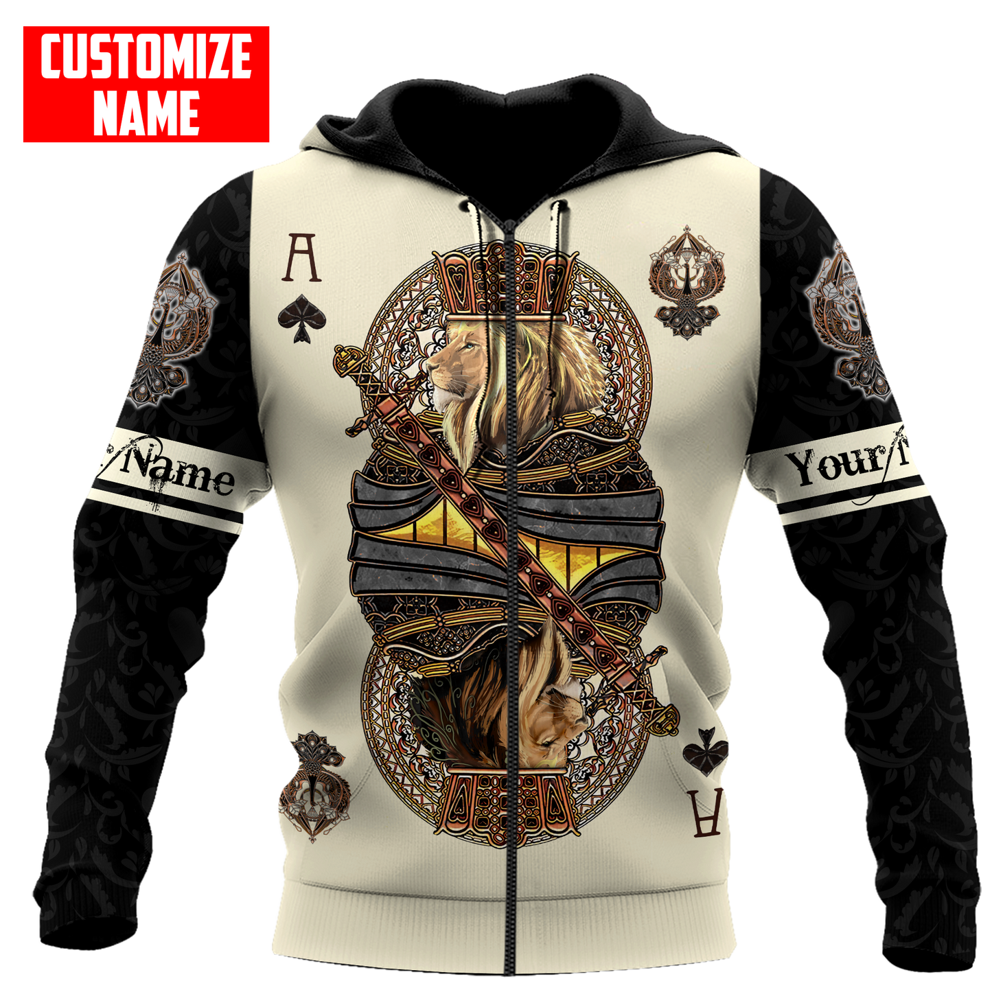 Gift For Dad Custom Name King Hearts Lion Poker 3D All Over Printed Shirts For Dad