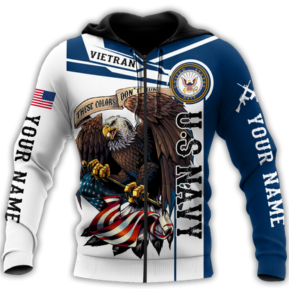 Custom name US Navy Veteran 3d printed shirts Proud Military NTN18052104
