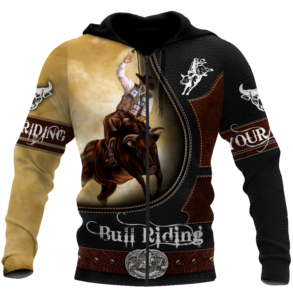 Personalized Name Bull Riding 3D All Over Printed Unisex Shirts Yellow Ver2