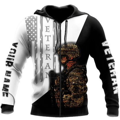 Custom Name US Veteran 3D All Over Printed Unisex Shirts