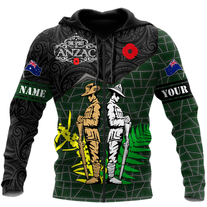 Premium Unisex Hoodie Personalized Remember Anzac Day Fern And Kiwi ML