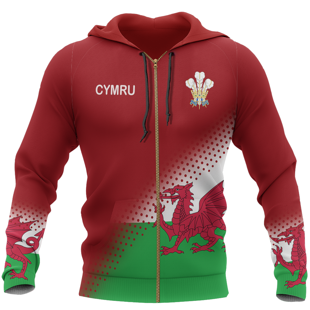 Wales Flag Hoodie Special Version NVD1057-Apparel-Dung Van-Zipped Hoodie-S-Vibe Cosy™