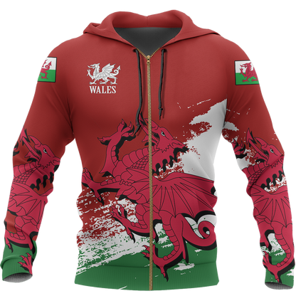 Wales Special Hoodie PL-Apparel-PL8386-Zipped Hoodie-S-Vibe Cosy™