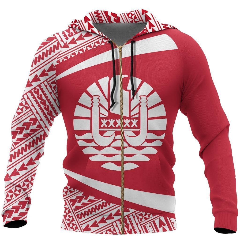 Tahiti Coat Of Arms Hoodie - Circle Red NVD1203-Apparel-Dung Van-Zipped Hoodie-S-Vibe Cosy™