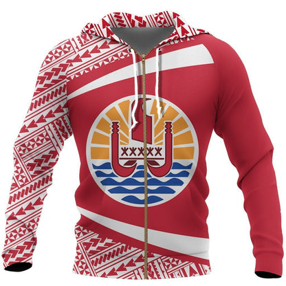 French Polynesia Coat Of Arms Hoodie NVD1204-Apparel-Dung Van-Zipped Hoodie-S-Vibe Cosy™