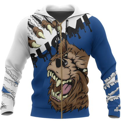 Finland - Brown Bear Special Hoodie NVD1257-Apparel-Dung Van-Zipped Hoodie-S-Vibe Cosy™