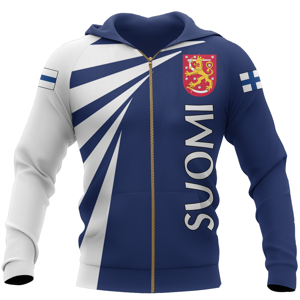 Finland Lion Hoodie Coat Of Arms NVD1258-Apparel-Dung Van-Zipped Hoodie-S-Vibe Cosy™
